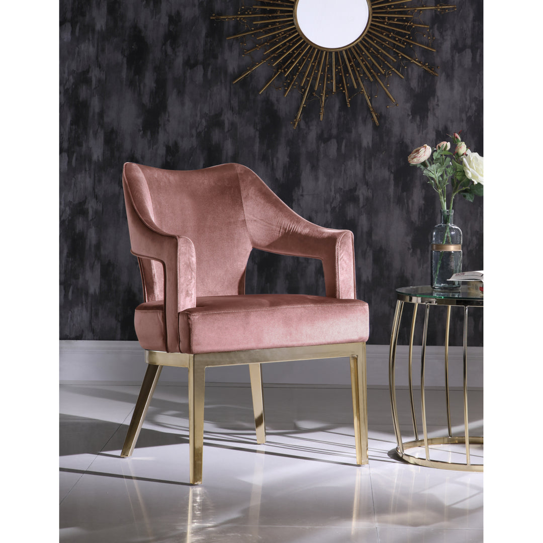 Shri Accent Chair Plush Velvet Upholstered Swoop Arm Gold Tone Solid Metal Legs Image 4