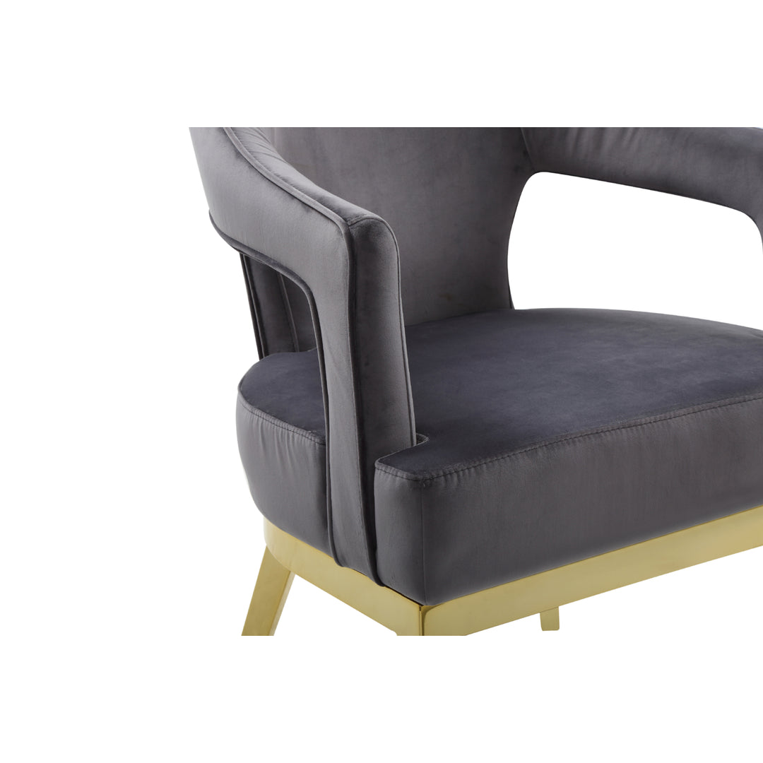 Shri Accent Chair Plush Velvet Upholstered Swoop Arm Gold Tone Solid Metal Legs Image 7