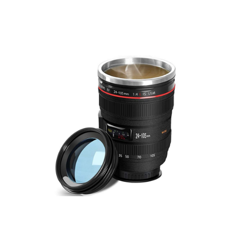 Camera Lens Coffee Mug, Stainless Steel Tumbler Cup Spill-Free Coffee Cup Image 1