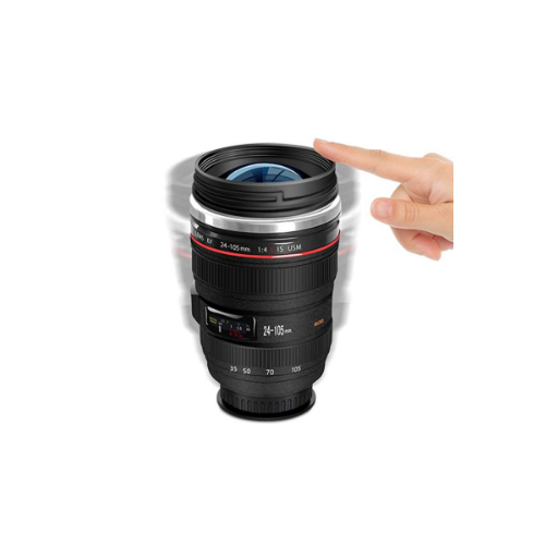 Camera Lens Coffee Mug, Stainless Steel Tumbler Cup Spill-Free Coffee Cup Image 3