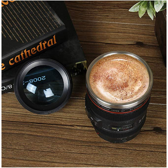 Camera Lens Coffee Mug, Stainless Steel Tumbler Cup Spill-Free Coffee Cup Image 4