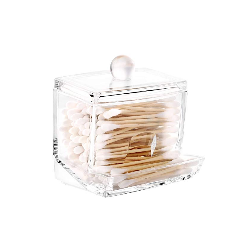 Clear Cotton Ball Swab Holder Cotton Bud Storage Box Image 2