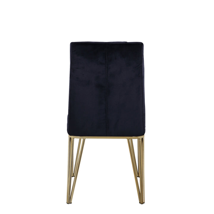 Gaea Dining Side Chair Button Tufted Velvet Upholstered Solid Gold Tone Metal Base Spindle Legs (Set of 2) Image 6