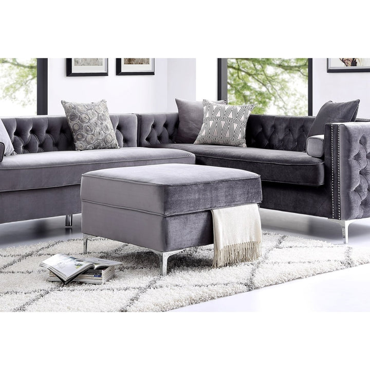 Alison Velvet Storage Ottoman Chrome Legs Square Modern Multifunctional 30x30 Image 1