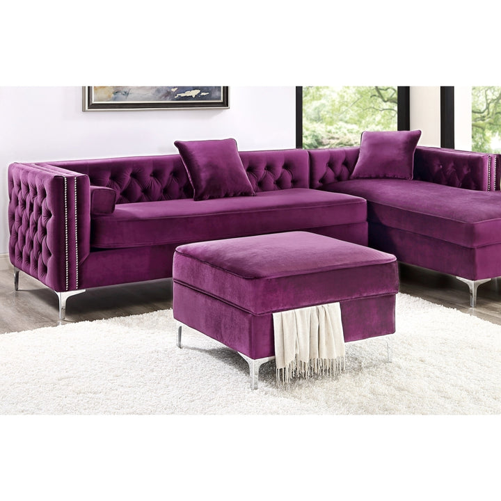 Alison Velvet Storage Ottoman-Chrome Legs-Square-Modern and Contemporary-Inspired Home Image 3