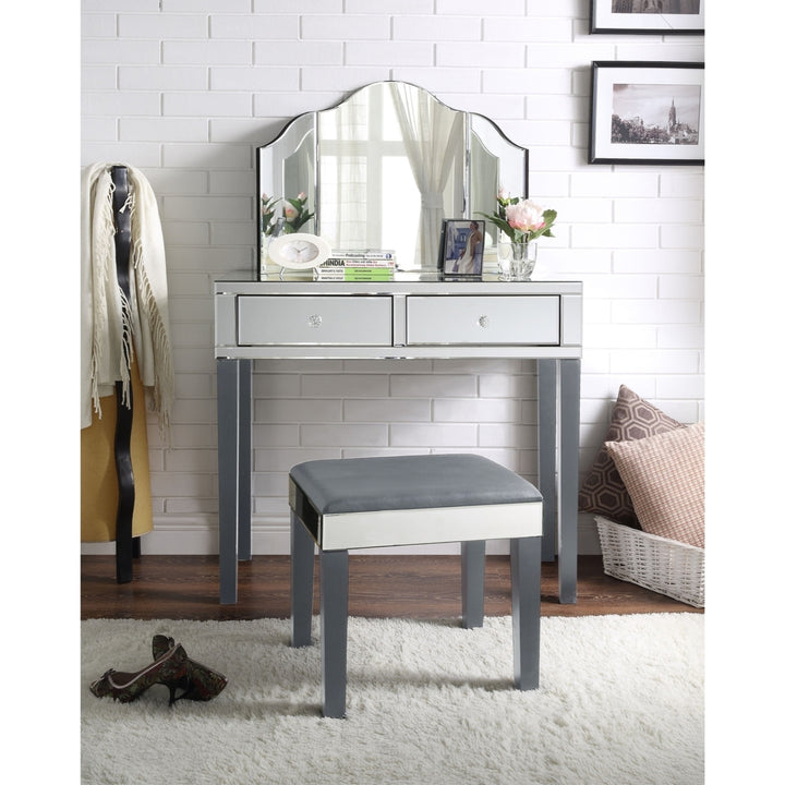 Milano Mirrored Vanity Set-2 Drawers-3 Piece Set-Corner Option-Inspired Home Image 3