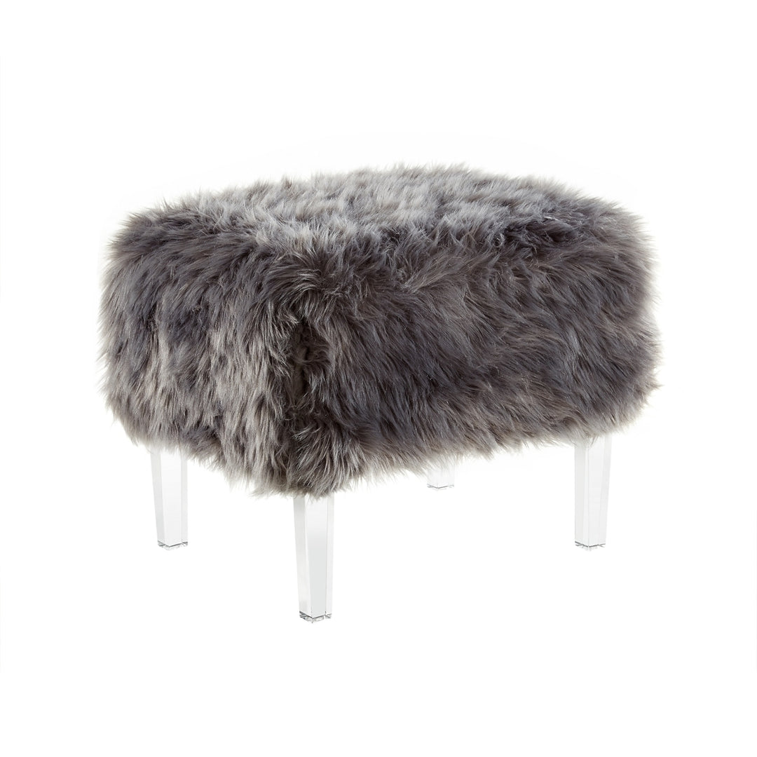 Tessa Faux faux Ottoman-Modern Acrylic Legs-Upholstered-Living Room, Entryway, Bedroom-Inspired Home Image 6