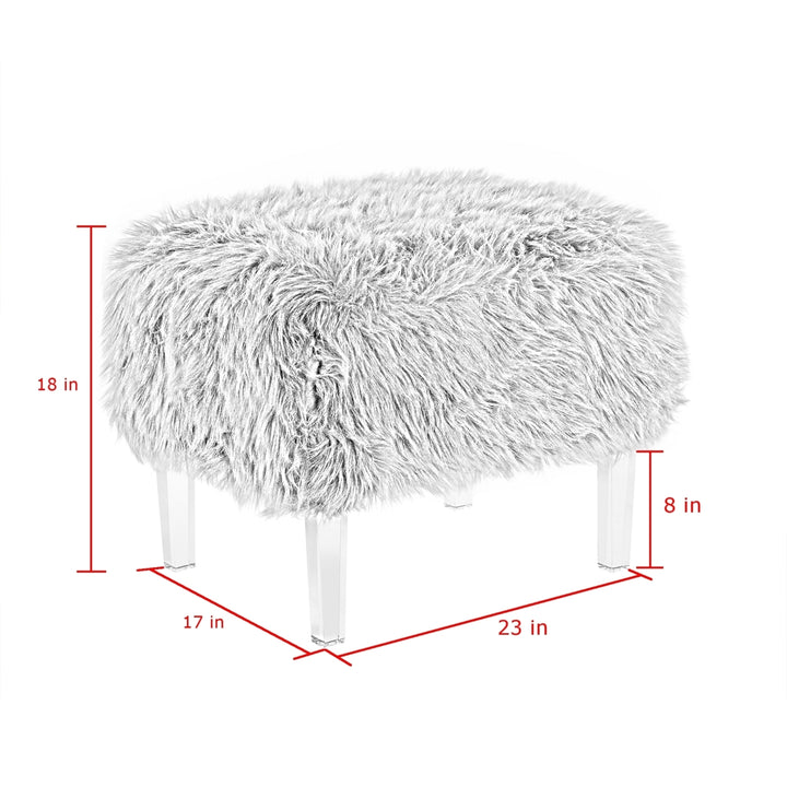 Tessa Faux faux Ottoman-Modern Acrylic Legs-Upholstered-Living Room, Entryway, Bedroom-Inspired Home Image 9