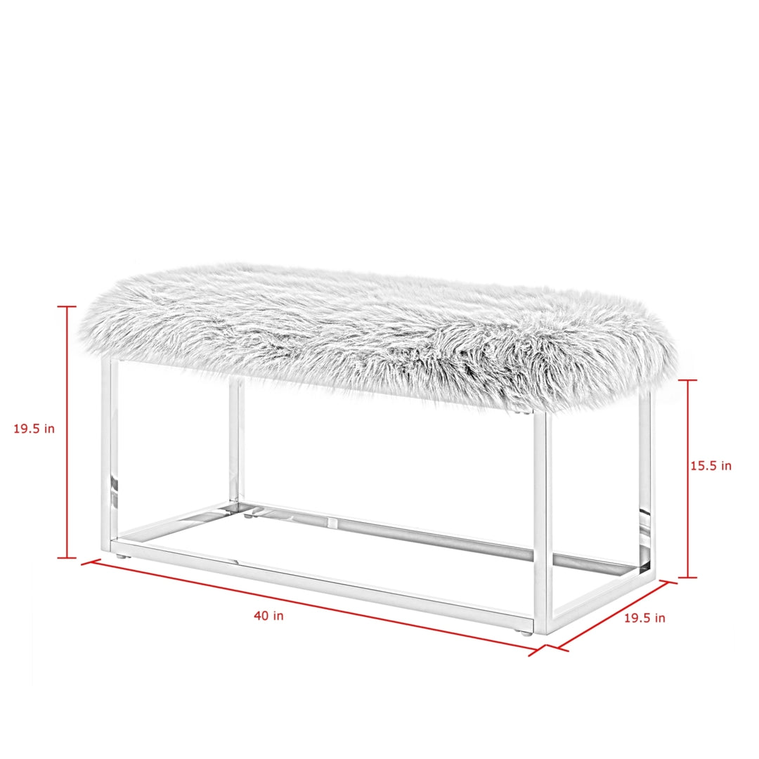 Camilla Faux faux Bench-Chrome Frame-Ottoman-Living Room, Entryway, Bedroom-Inspired Home Image 11
