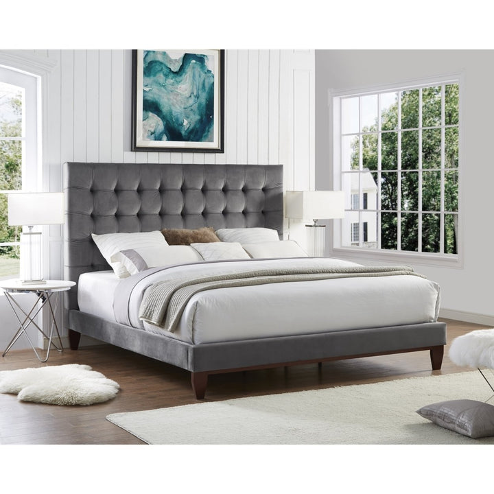 Fabrizio Velvet Tufted Platform Bedframe King Queen Full Twin Modern Upholstered Image 1