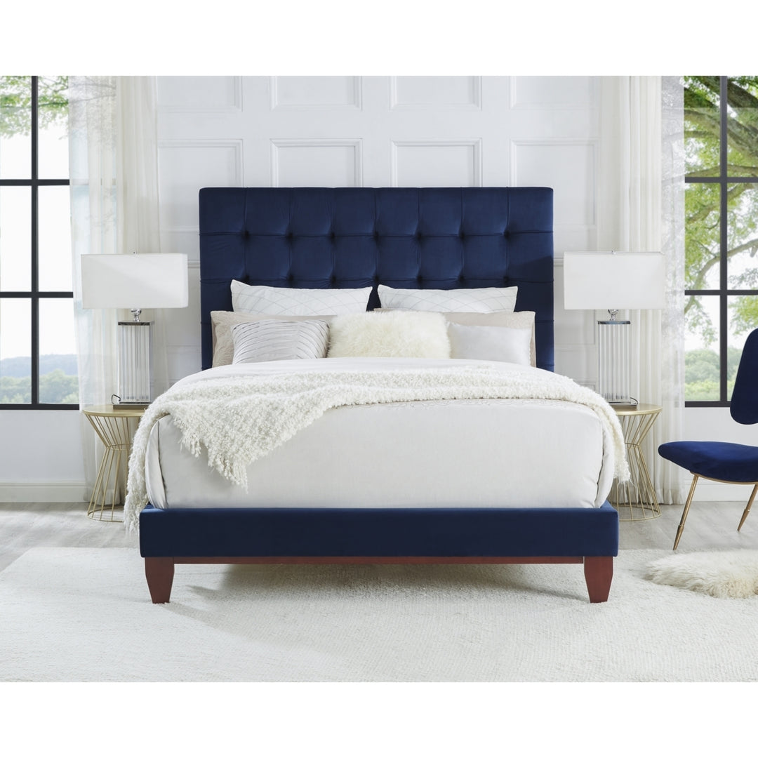 Fabrizio Velvet Tufted Platform Bedframe King Queen Full Twin Modern Upholstered Image 2