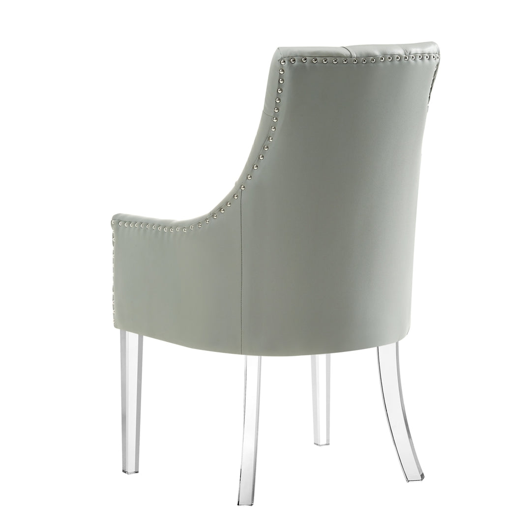 Hester Dining Chair-Set of 2-Acrylic Leg-Button Tufted-Nailhead Trim-Inspired Home Image 10