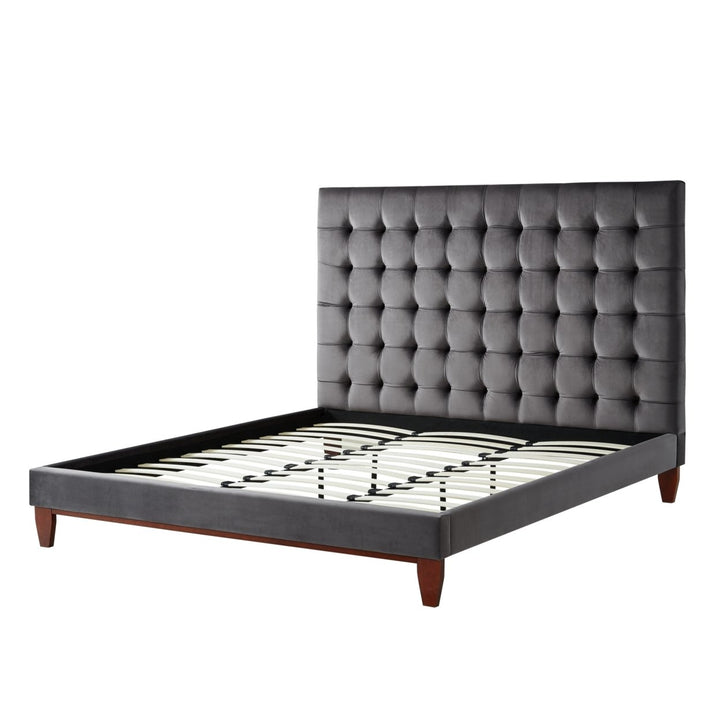 Fabrizio Velvet Tufted Platform Bedframe King Queen Full Twin Modern Upholstered Image 8