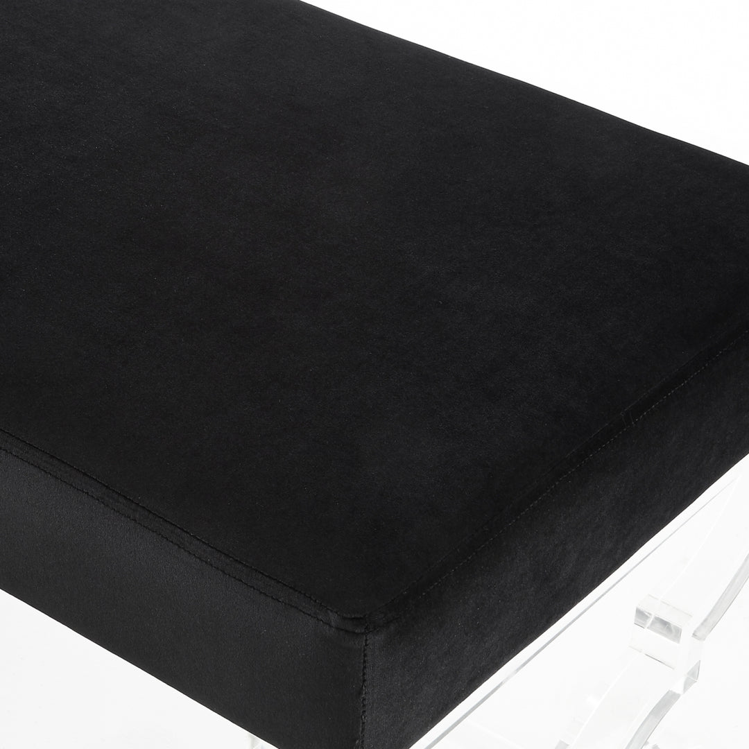 Laris Velvet Upholstered Bench-Modern Acrylic X-Leg-Living Room, Entryway, Bedroom-Inspired Home Image 9