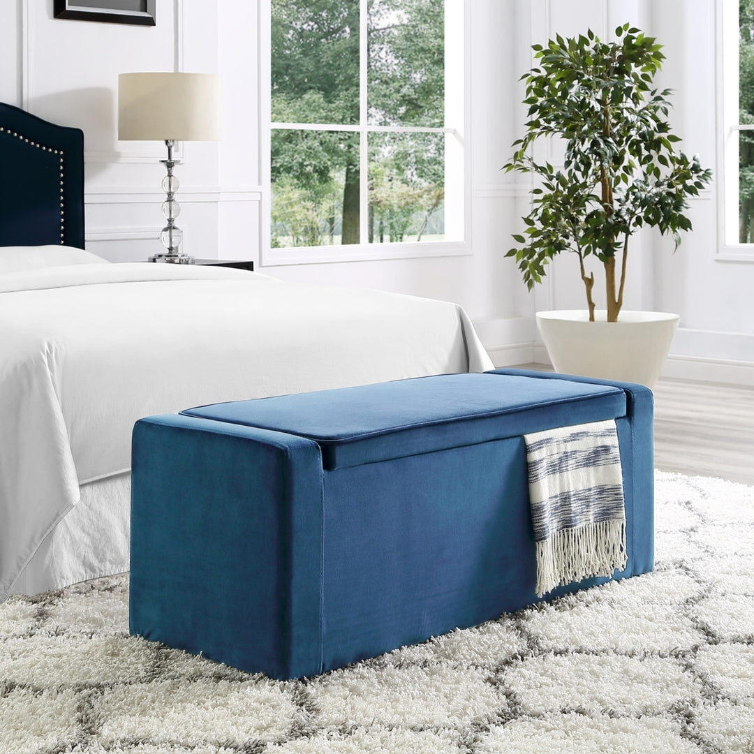 Carson Velvet Storage Bench-Shoe Storage-Upholstered-Living Room, Entryway, Bedroom-Inspired Home Image 2