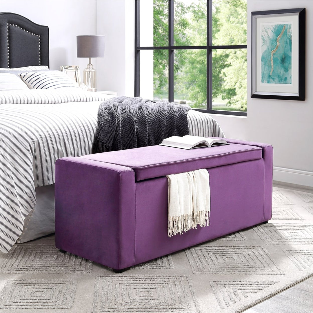 Carson Velvet Storage Bench-Shoe Storage-Upholstered-Living Room, Entryway, Bedroom-Inspired Home Image 1