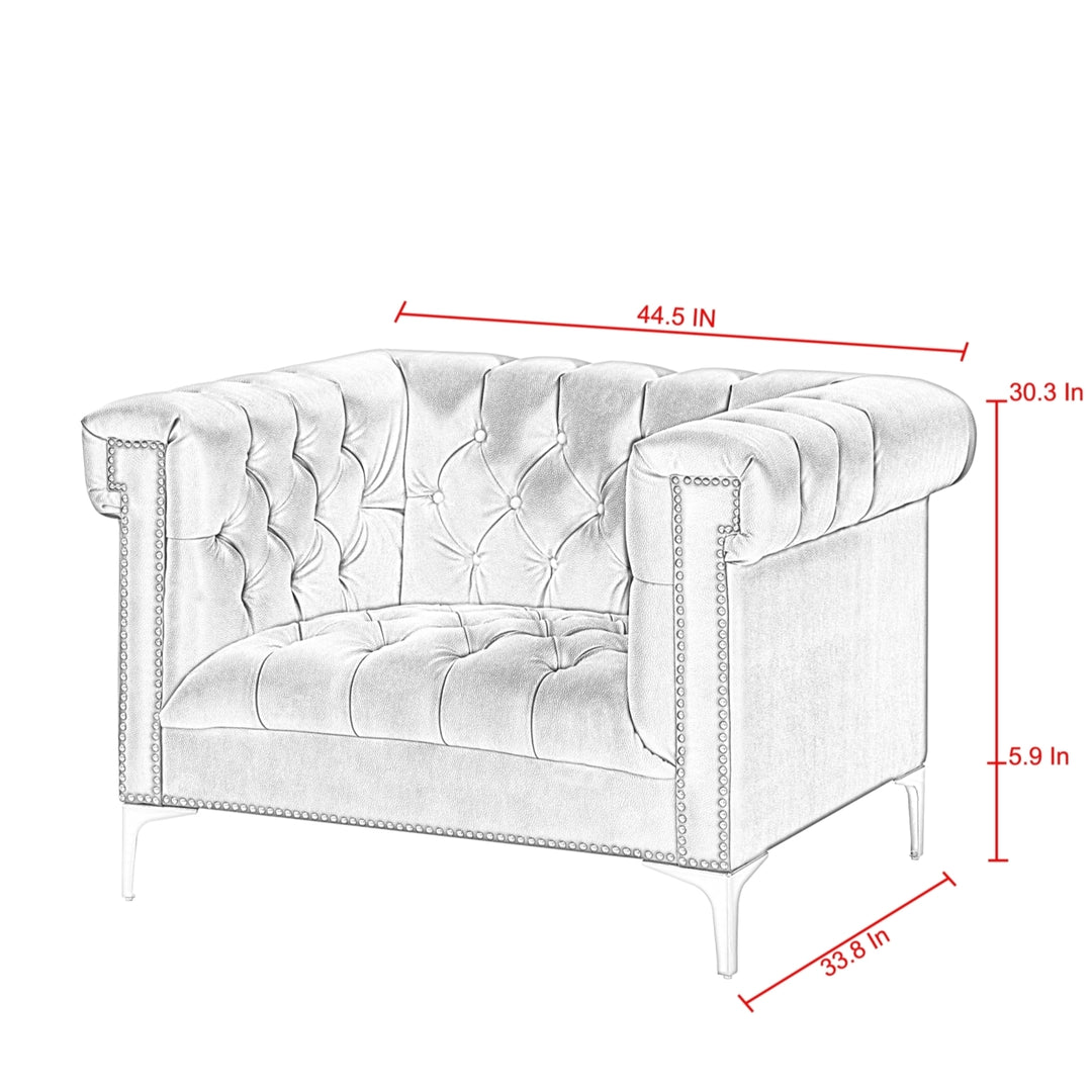 Steffi Leather Chesterfield Clubchair-Silver Metal Y-Legs-Button Tufted-Nailhead Trim-Modern-Contemporary-Inspired Home Image 12