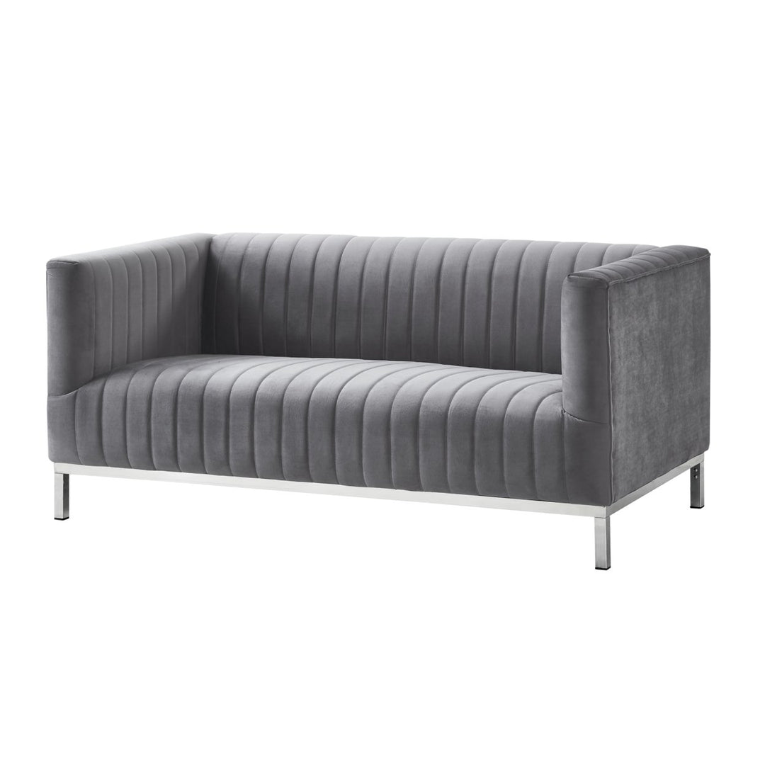 Franco Velvet Tuxedo Loveseat Chrome Legs 63" Modern Sofa Living Room Accent Image 6