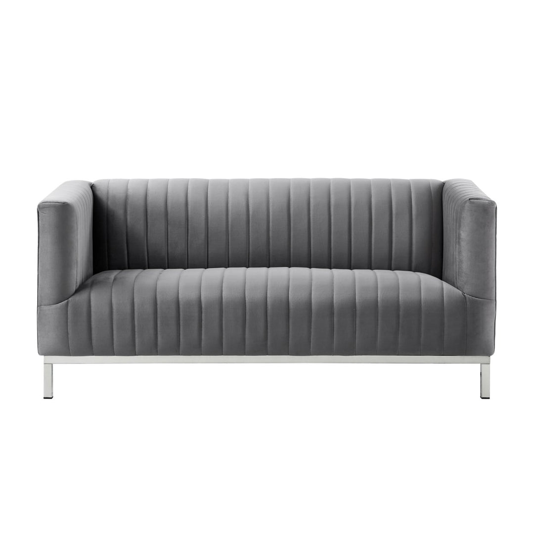 Franco Velvet Tuxedo Loveseat Chrome Legs 63" Modern Sofa Living Room Accent Image 7