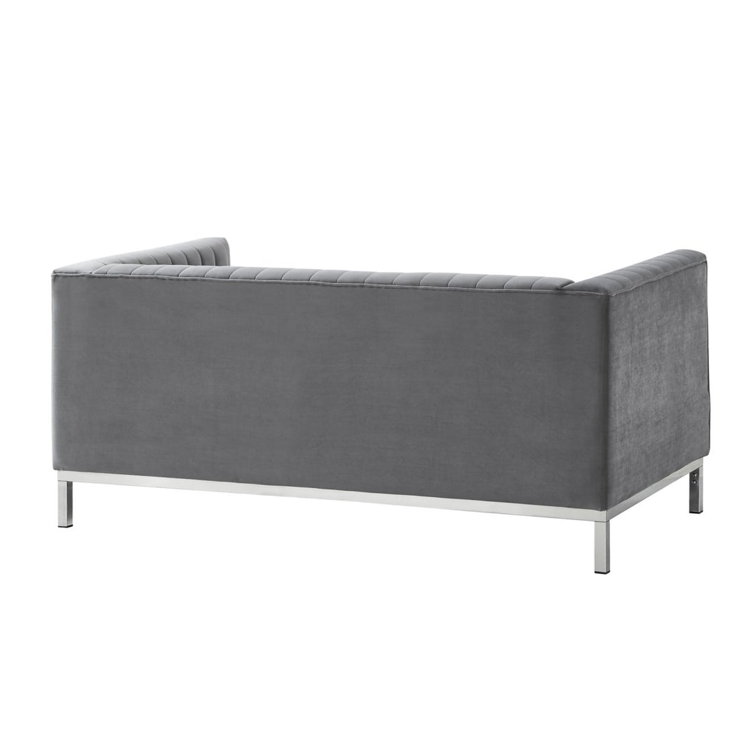 Franco Velvet Tuxedo Loveseat Chrome Legs 63" Modern Sofa Living Room Accent Image 9