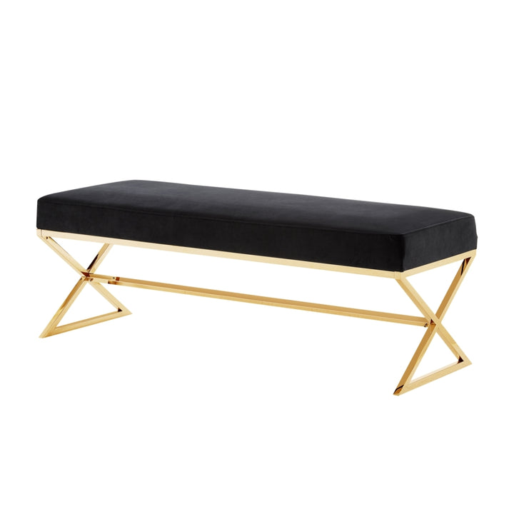 Liam Velvet Upholstered Bench-Stainless Steel Legs-Living-room, Entryway, Bedroom-Inspired Home Image 7