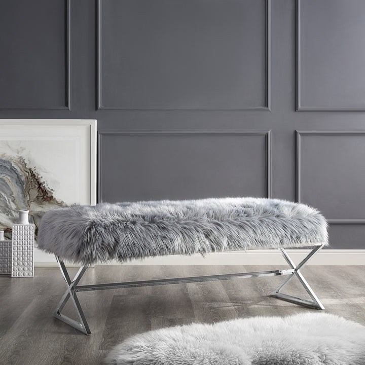 Liam Faux faux Bench-Stainless Steel Legs-Living-room, Entryway, Bedroom-Inspired Home Image 4