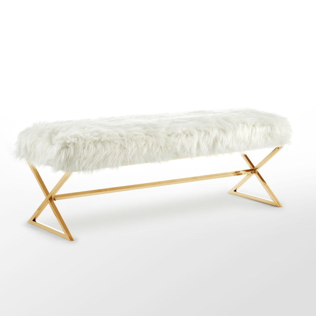 Liam Faux faux Bench-Stainless Steel Legs-Living-room, Entryway, Bedroom-Inspired Home Image 5