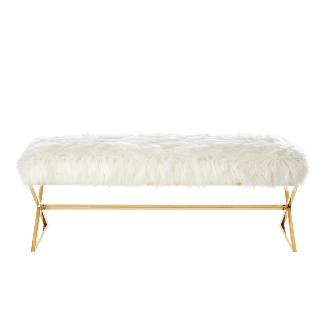 Liam Faux faux Bench-Stainless Steel Legs-Living-room, Entryway, Bedroom-Inspired Home Image 6