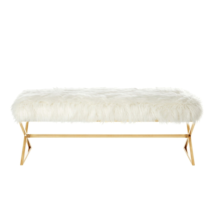 Liam Faux faux Bench-Stainless Steel Legs-Living-room, Entryway, Bedroom-Inspired Home Image 6