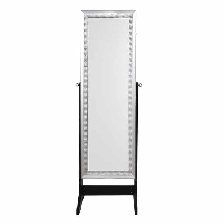 Inspired Home Mirabai Full Length Jewelry Cheval Armoire Makeup Storage Organizer Crystal Border Lockable with LED Image 7
