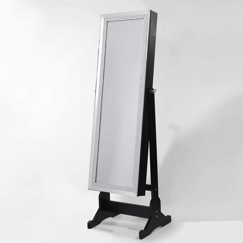 Inspired Home Jewelry Armoire with LED Lights Full Length Mirror Lockable Velvet Image 8