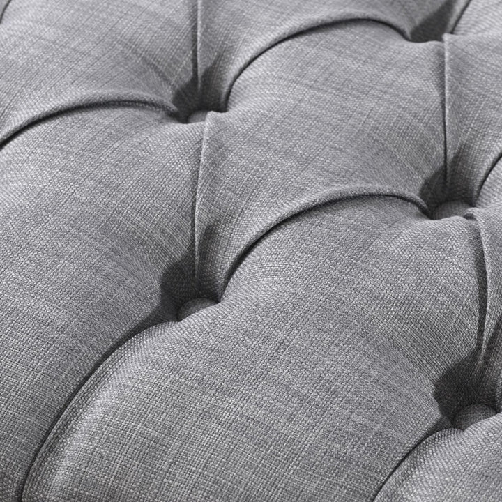 Scarlett Linen Button Tufted Storage Bench-Silver Nailhead Trim-Upholstered Image 10