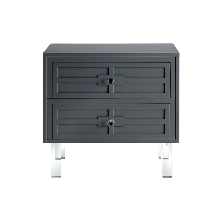 Maya MDF Wood Lacquer-2 Drawers-Finish Lucite Leg-Side Table-Nightstand-Modern and Functional by Inspired Home Image 6