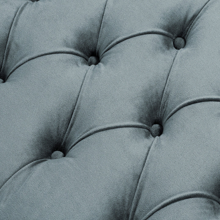 Scarlett Velvet Button Tufted Storage Bench-Silver Nailhead Trim- Upholstered Image 10