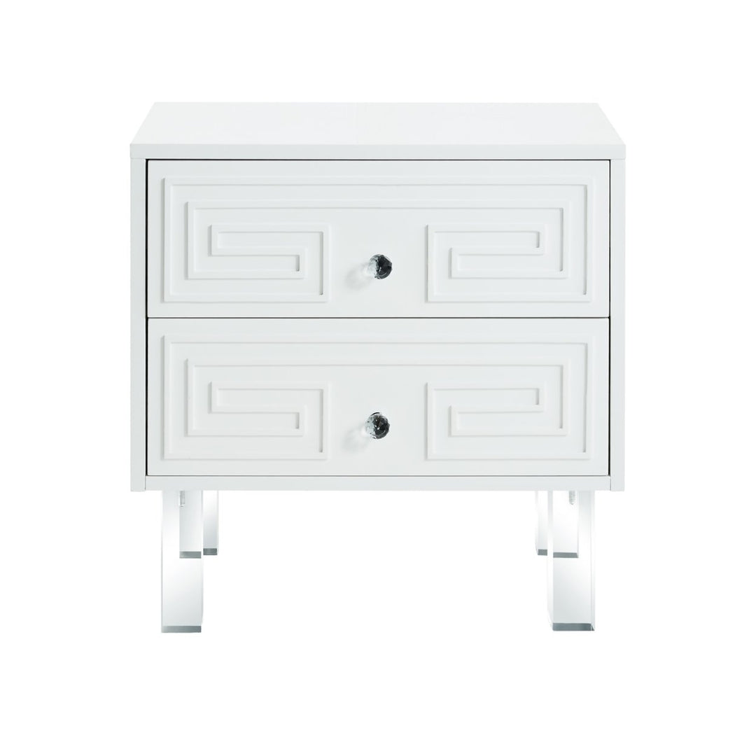 Inspired Home Lottie Nightstand Acrylic Legs Lacquer Finish 24in Modern Side Table Image 4