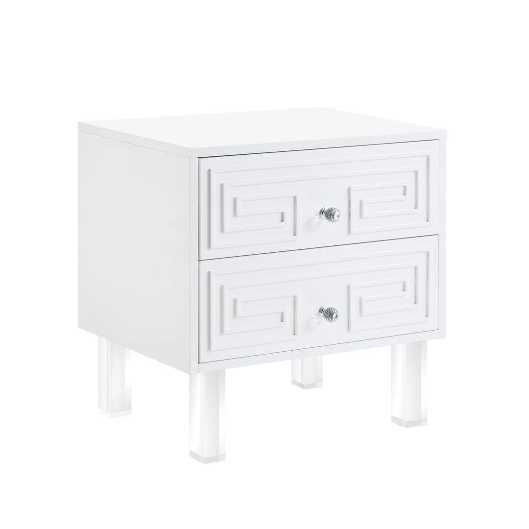 Lottie Glossy Nightstand-Lacquer Finish-Side Table-Acrylic Lucite Legs-Modern and Functional by Inspired Home Image 5