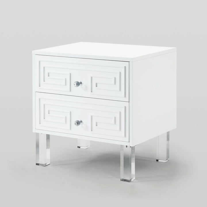 Inspired Home Lottie Nightstand Acrylic Legs Lacquer Finish 24in Modern Side Table Image 6