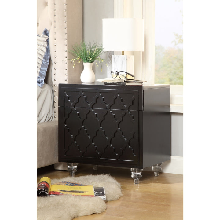 Wilma Glossy Nightstand-Lacquer Finish-Side Table-Acrylic Lucite Legs-Modern and Functional by Inspired Home Image 4