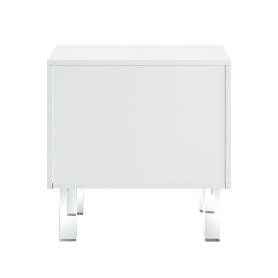 Inspired Home Lottie Nightstand Acrylic Legs Lacquer Finish 24in Modern Side Table Image 7