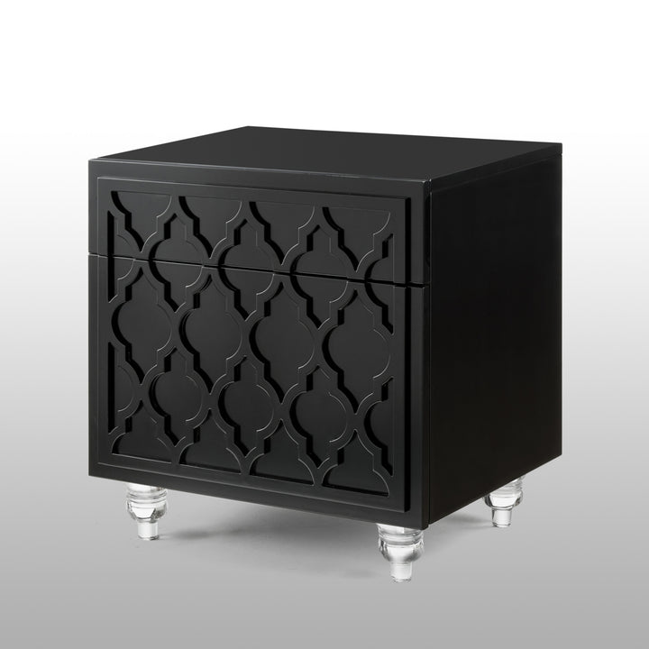 Wilma Glossy Nightstand-Lacquer Finish-Side Table-Acrylic Lucite Legs-Modern and Functional by Inspired Home Image 7