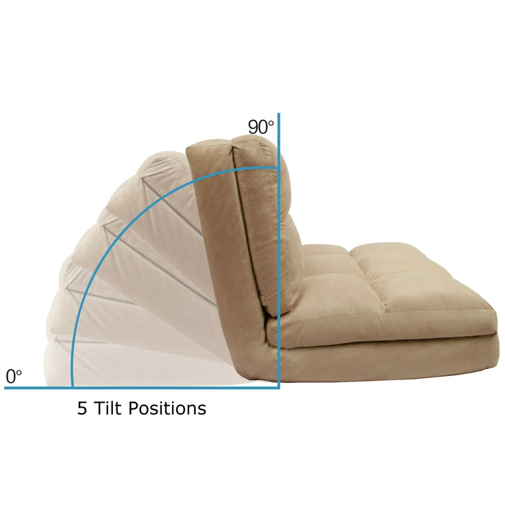 Loungie Beige Flip Chair Adjustable 5 Position Sofa Bed Portable Microsuede Image 9