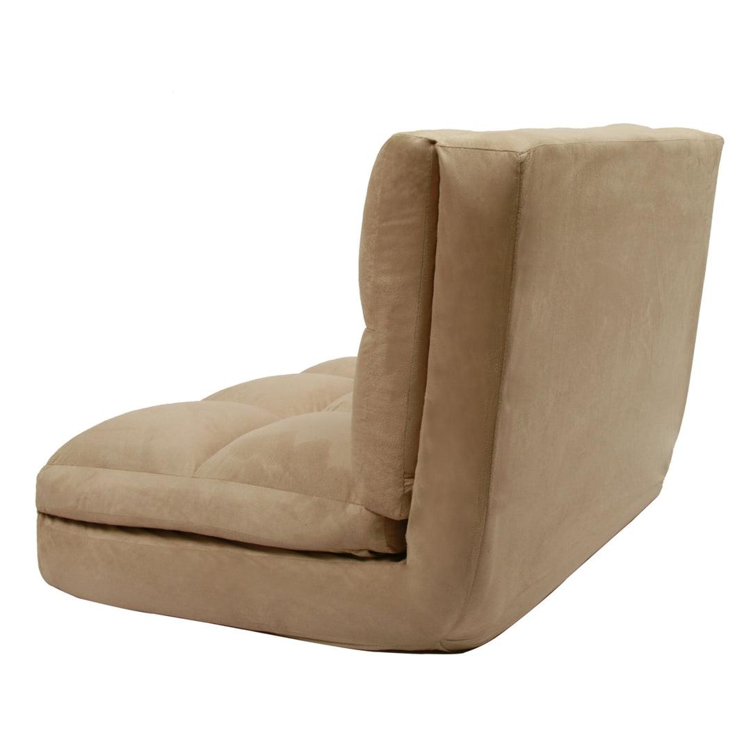 Loungie Beige Flip Chair Adjustable 5 Position Sofa Bed Portable Microsuede Image 11