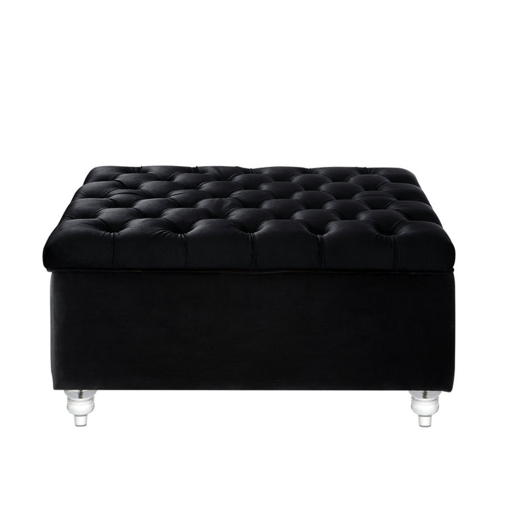 Claretta Velvet Cocktail Square Storage Ottoman-Button Tufted- Coffee Table-Modern and Functional by Inspired Home Image 8