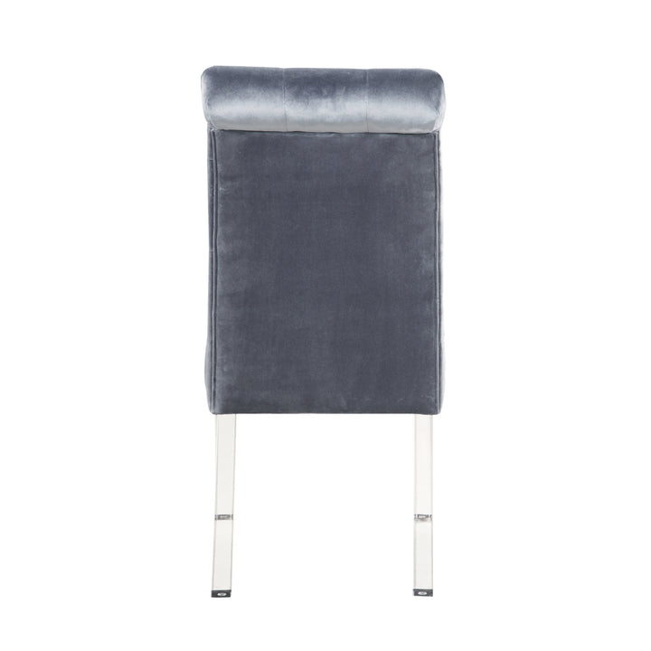 Helga Dining Side Chair Button Tufted Velvet Upholstered Acrylic Legs (Set of 2) Image 7