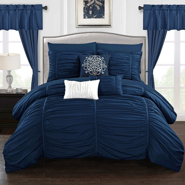 Gruyeres 20 Piece Comforter Set Ruffled Ruched Designer Bedding Image 4