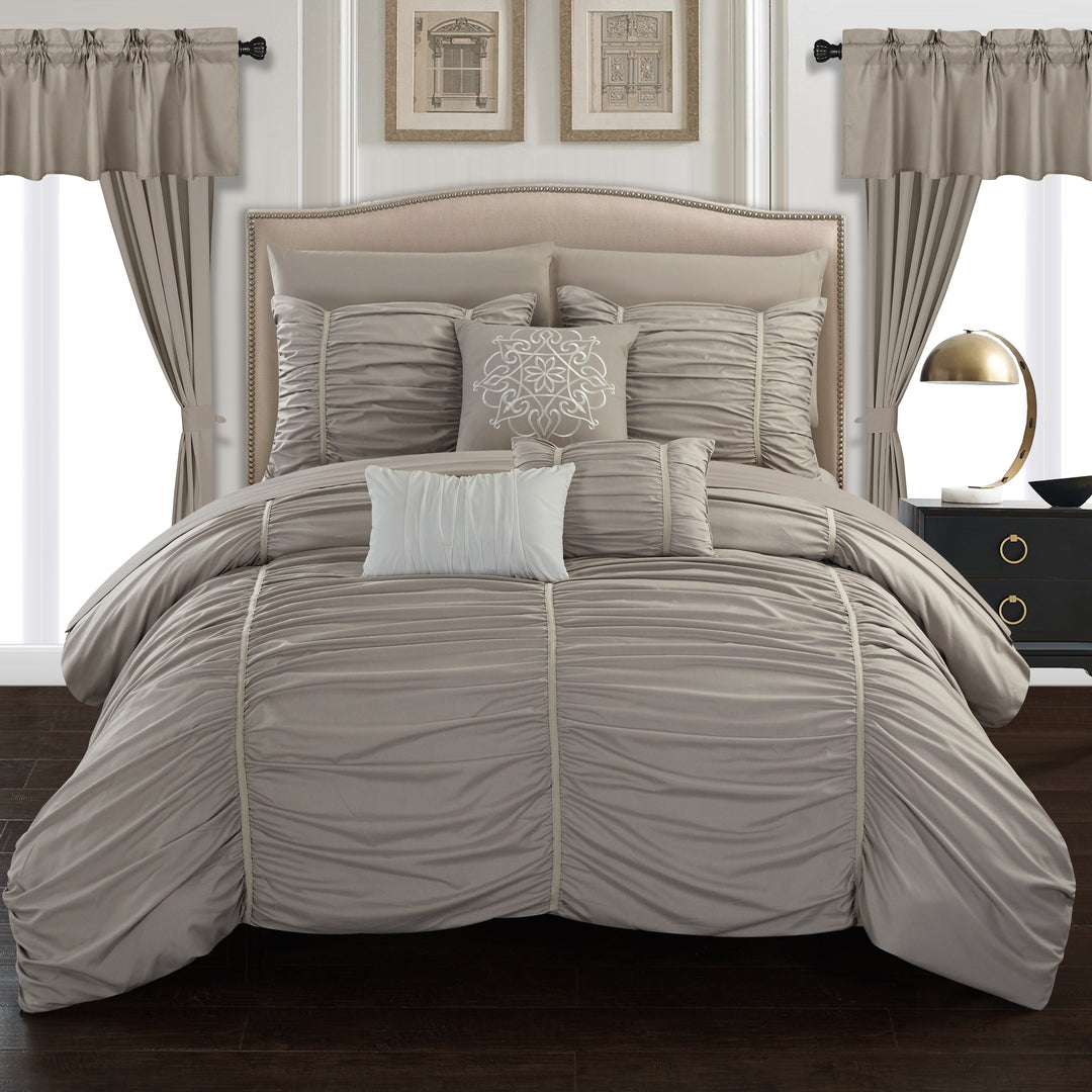 Gruyeres 20 Piece Comforter Set Ruffled Ruched Designer Bedding Image 5