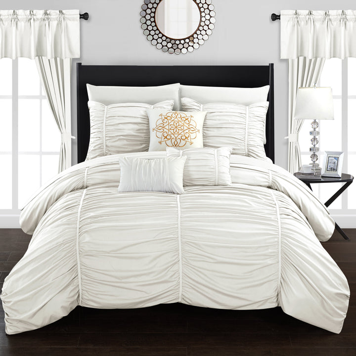 Gruyeres 20 Piece Comforter Set Ruffled Ruched Designer Bedding Image 1