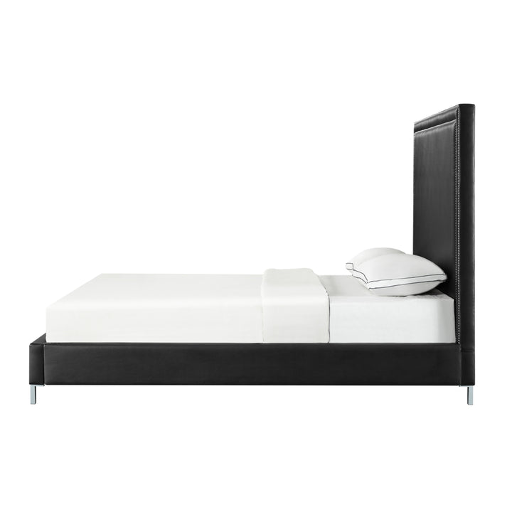 Valentina Leather PU Platform Bedframe-Nailhead Trim-King- Queen- Full- Twin Size-Inspired Home Image 5