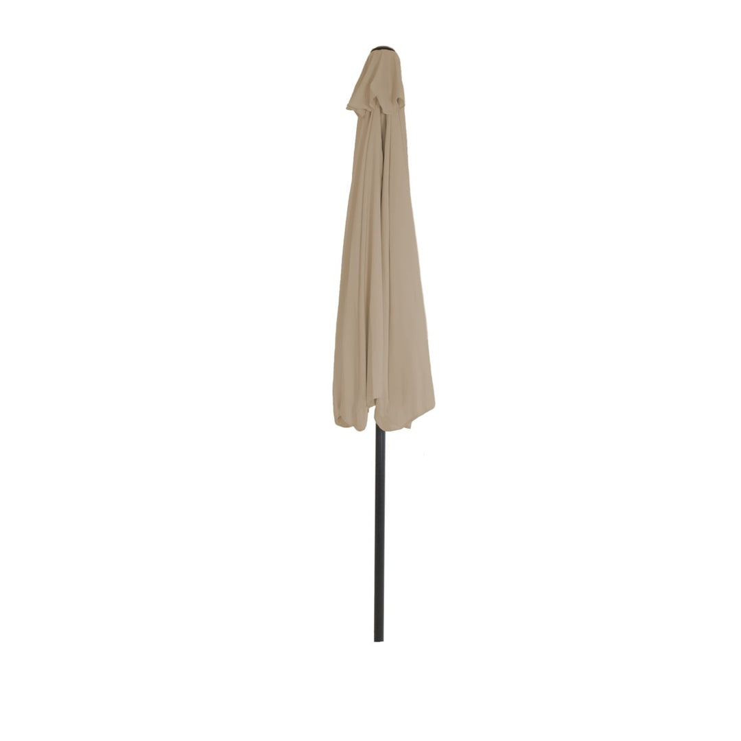 Half Round Patio Umbrella with Easy Crank- Small Space Outdoor Shade Umbrella Sand Image 3