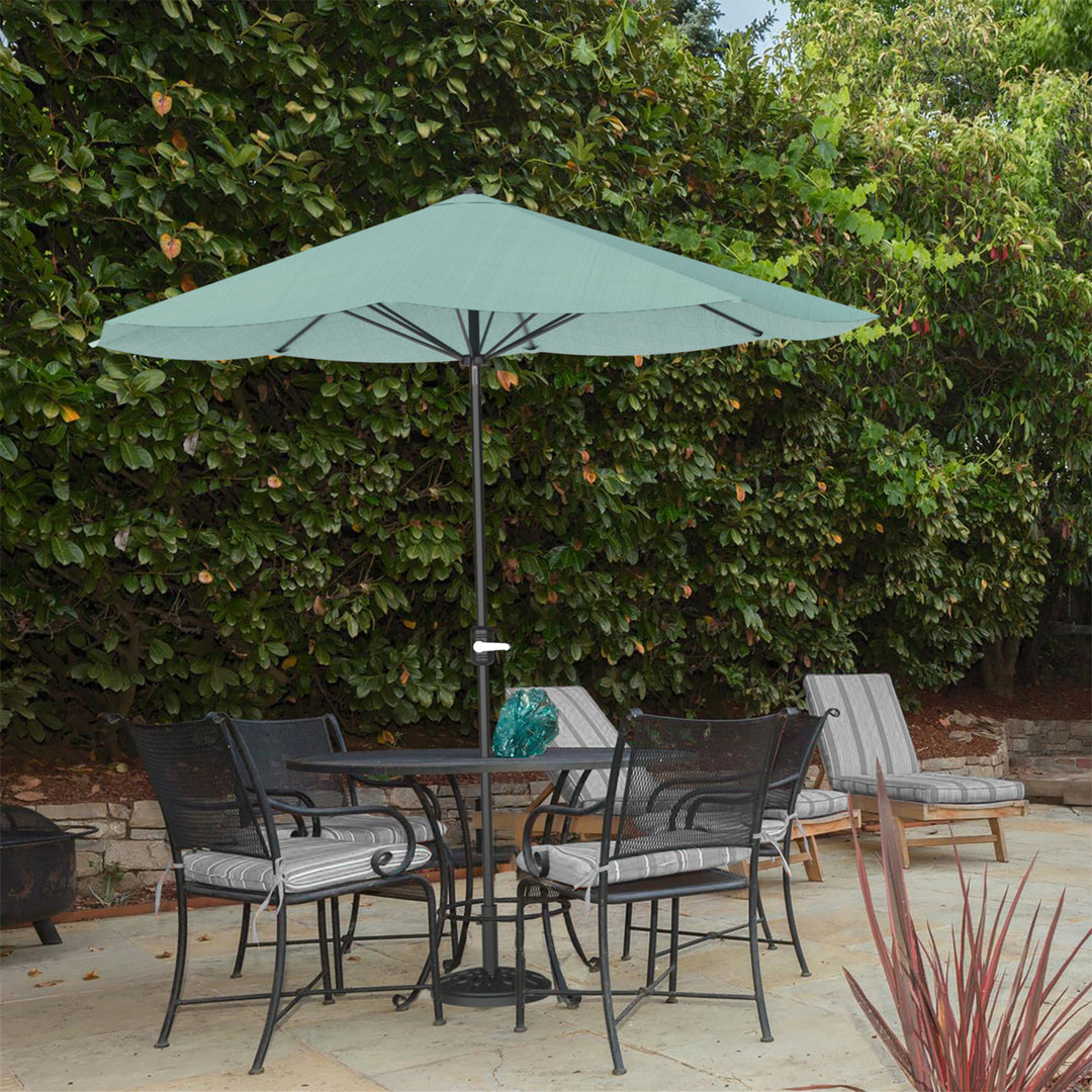 Pure Garden 9ft Patio Umbrella Dusty Green Outdoor Shade Easy Crank Aluminum Pole Image 1